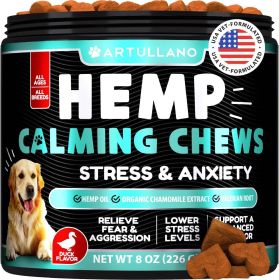 Hemp Calming Chews for Dogs Dog Anxiety Relief Treats with Hemp Oil Turmeric Valerian Ginger Health and Wellness Supplements for Dogs Hip and Joint Su