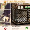 43.3 inch Dog Crate Furniture for Large Dogs,Wooden Dog Crate with Divider,Double Door Dog Kennel with Three Drawers Storages