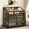 43.3 inch Dog Crate Furniture for Large Dogs,Wooden Dog Crate with Divider,Double Door Dog Kennel with Three Drawers Storages