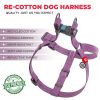 Purple Re Cotton Dog Harness Eco Friendly M Size 23-32 inch for Small Dogs Medium Dogs Reflective Harness with QR ID Tag