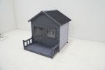 Large dog house, 44.2" long x 44.6" wide x 44.6" high solid wood asphalt roof dog house for large dogs with large terrace