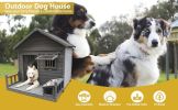 Large dog house, 44.2" long x 44.6" wide x 44.6" high solid wood asphalt roof dog house for large dogs with large terrace