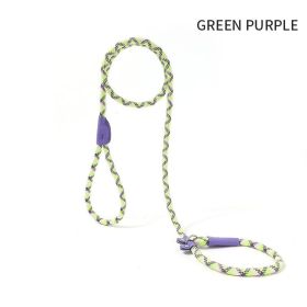 Dog Rope Pet Pulling Rope Puppy Strap Traction Rope Heavy Duty Belt Large Dog Leash Dog Collar Strap Dog Training Pet Harness Hands-Free Leash For Sma (Color: Green Purple, size: 1.8x1)