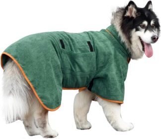 Green  Bata De Ba√±o De Microfibra Para Perro, Toalla S√∫per Absorbente Para Perro, Bata De Ba√±o Para Cachorros, Perros Medianos Y Grandes (size: XL)