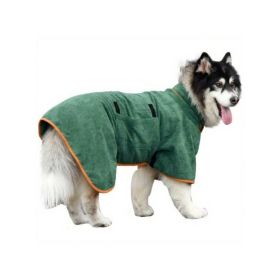 Green  Bata De Ba√±o De Microfibra Para Perro, Toalla S√∫per Absorbente Para Perro, Bata De Ba√±o Para Cachorros, Perros Medianos Y Grandes (size: M)