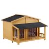 Dog House, Waterproof Dog Cage Kennel, Wooden Outdoor and Indoor Dog House, Raised Pet Kennel for Medium Dogs, Log Cabin Style with Porch