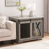 Farmhouse Dog Cage Crate Furniture with Sliding Barn Door