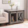 Farmhouse Dog Cage Crate Furniture with Sliding Barn Door