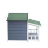 Dog House, Waterproof Dog Cage Kennel, Wooden Outdoor and Indoor Dog House, Raised Pet Kennel for Medium Dogs, Log Cabin Style with Porch